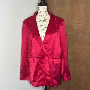 HOUSE OF HARLOW 1960 | Elegant Red Satin Women's Blazer | S
